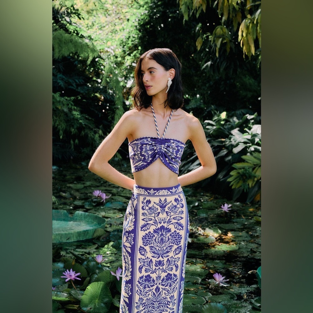 Farm Rio: Off-White Delicate Tapestry Knit Top - Picture 5 of 8